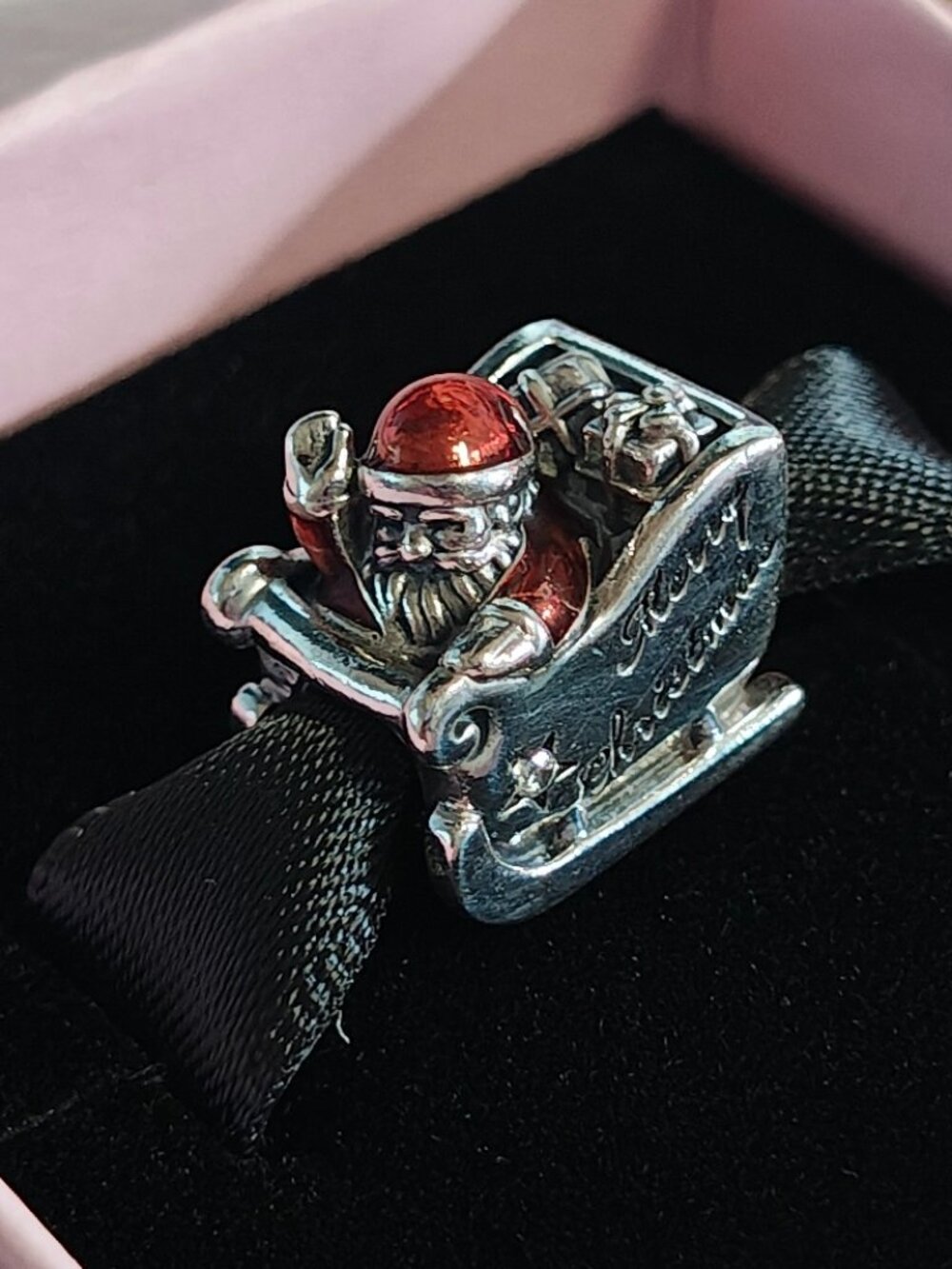 Authentic Pandora Sleighing Santa Sled Charm – 792004CZ Sterling Silver Retired